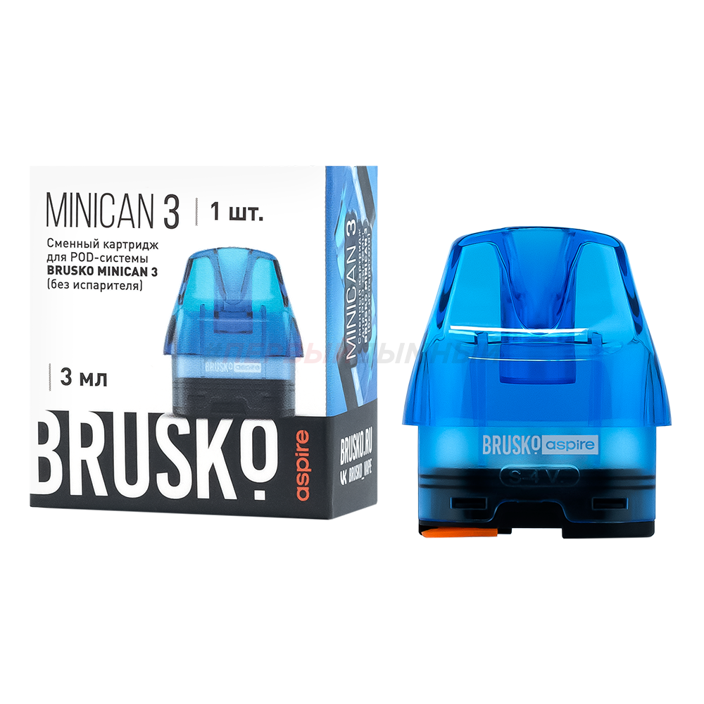 Картридж Brusko Minican 3 без испарителя, 3.0мл - 1шт. (Синий)